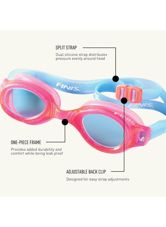FINIS H2 Perfromance Swim Goggles - Ages 3-6 - UV Protection - Anti-Fog Lenses - Leak-Proof - Soft Silicone - Pink/Aqua - Image 4