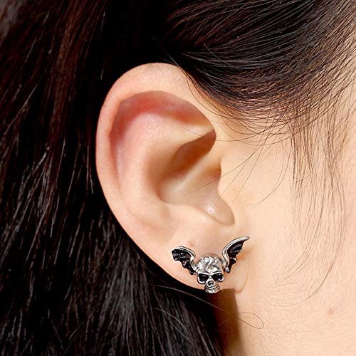 Zysta 4PCS Skull Ghost Head Skeleton Claw Bat Earring Flat Back Screw On Cool Ear Lobe Studs Cartilage Helix Piercing Set Women Men 16G Post - Image 5