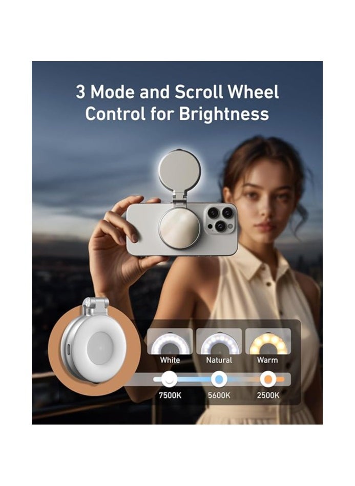 TELESIN Telesin C03 Magnetic Selfie Ring Light S5-BGD-01 – Adjustable Brightness, Rechargeable, USB-C Charging (White)  - Image 5