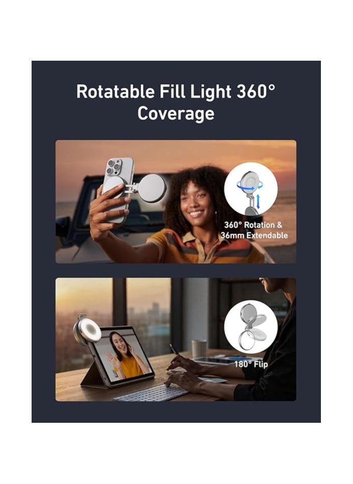 TELESIN Telesin C03 Magnetic Selfie Ring Light S5-BGD-01 – Adjustable Brightness, Rechargeable, USB-C Charging (White)  - Image 4
