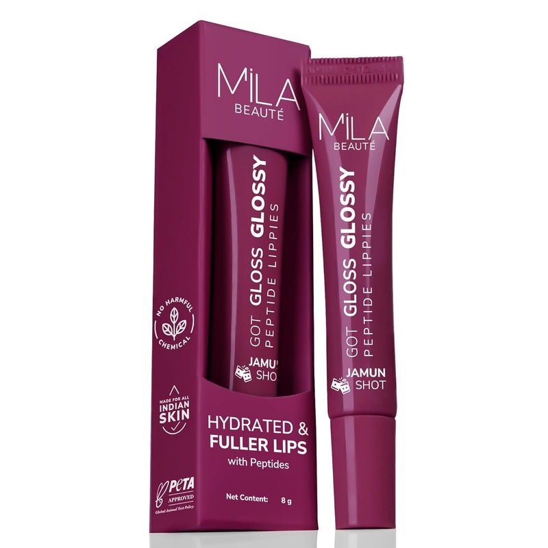 Mila Beaute بلسم شفاه ببتيد لامع I مع SPF وحمض الهيالورونيك I شفاه ممتلئة وأكثر امتلاءً I بلسم شفاه مرطب ولامع غير لزج I مصبوغ بشكل عالي I شفاه ناعمة ومغذية - طعم الجامون - Image 1