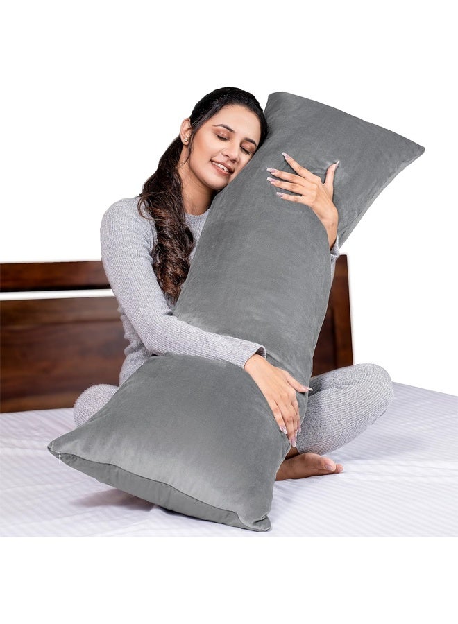 DUNISO Long Pillow, Sleeping Pillow - Adult Body Pillow - Full Body Pillow With Zipper Cover - 35cm x 90cm (Grey) Designed To Provide a More Comfortable Sleep, Can Be Used By Multiple People At The Same Time, Also Suitable For Side Sleepers  - Image 1