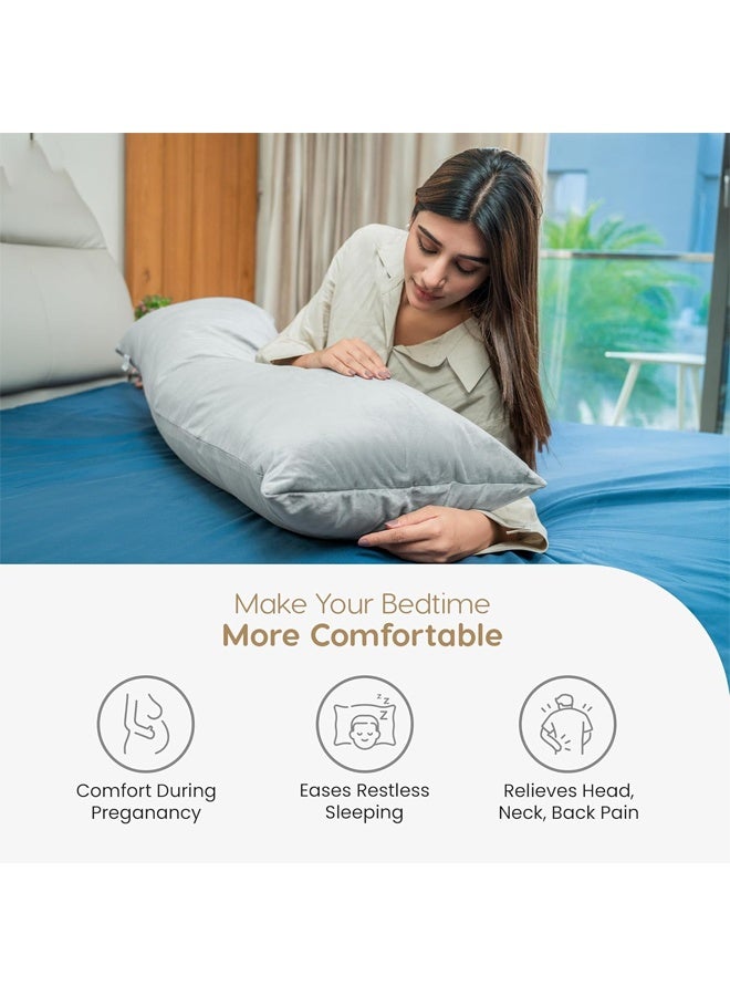 DUNISO Long Pillow, Sleeping Pillow - Adult Body Pillow - Full Body Pillow With Zipper Cover - 35cm x 90cm (Grey) Designed To Provide a More Comfortable Sleep, Can Be Used By Multiple People At The Same Time, Also Suitable For Side Sleepers  - Image 3