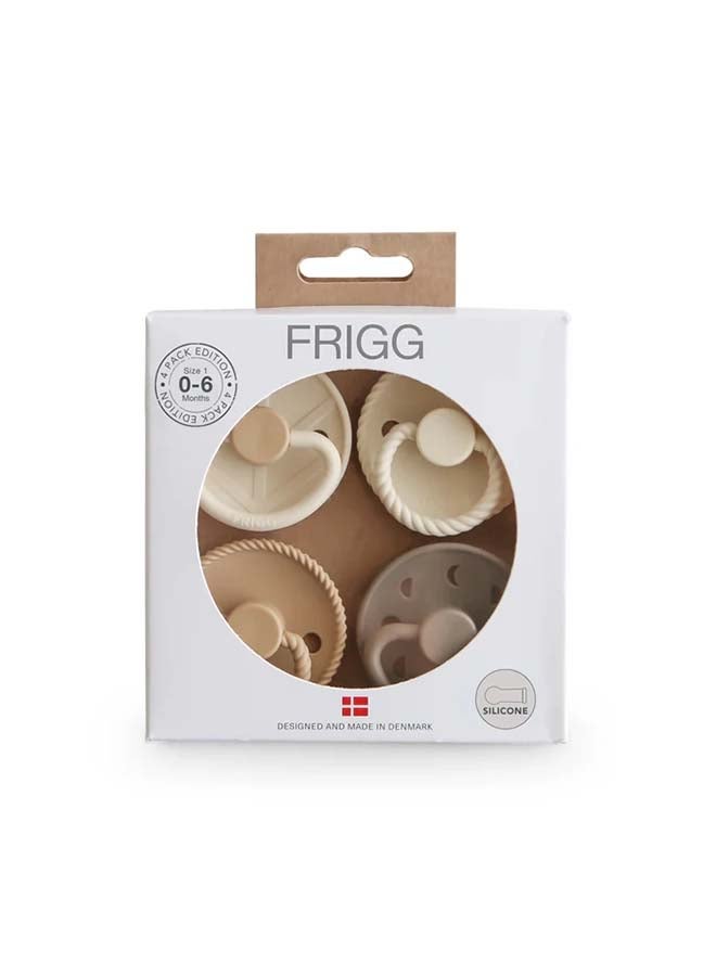 FRIGG لهاية FRIGG الدائرية من السيليكون للأطفال 0-6 أشهر 4-pack بريق الكريستال - الحجم 1 - Image 1