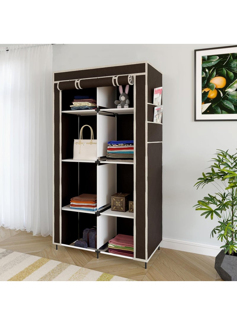 Whitecloud TRANSFORMING HOMES Whitecloud TRANSFORMING HOMES Pp Plastic 44 Layer Collapsible Wardrobe For Clothes With Side Pocket 78002 84Cm X 425Cm X 166Cm Brown  - Image 1