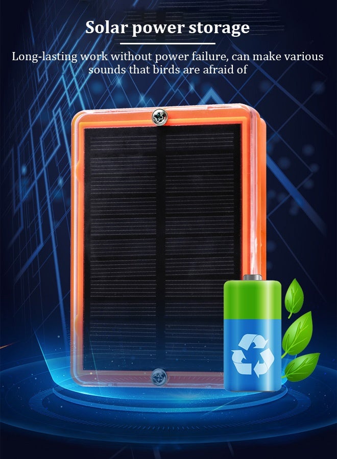 طارد الطيور المنشط بالصوت بالطاقة الشمسية، طارد الطيور الوامض الذي يعمل بالرياح بزاوية 360 درجة، طارد الطيور العاكس متعدد الأضلاع على شكل ماسة، عاكس دوار، طارد الطيور في الحديقة والفناء - Image 4