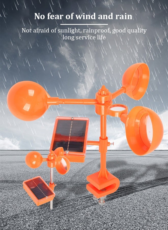 طارد الطيور المنشط بالصوت بالطاقة الشمسية، طارد الطيور الوامض الذي يعمل بالرياح بزاوية 360 درجة، طارد الطيور العاكس متعدد الأضلاع على شكل ماسة، عاكس دوار، طارد الطيور في الحديقة والفناء - Image 3