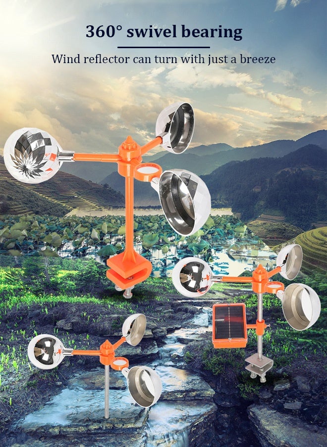 طارد الطيور المنشط بالصوت بالطاقة الشمسية، طارد الطيور الوامض الذي يعمل بالرياح بزاوية 360 درجة، طارد الطيور العاكس متعدد الأضلاع على شكل ماسة، عاكس دوار، طارد الطيور في الحديقة والفناء - Image 5