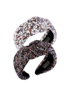 Knotted Turban Headbands For Women Knit Hair Bands For Women'S Hair Top Knot Headband Plaid Elegant Twill Hair Accessories Fashion Brown Hairband For Girls