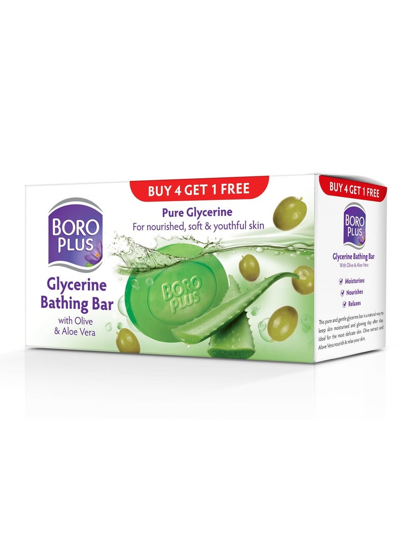 Boro Plus Himani Boroplus Glycerine Bathing Bar With Olive & Aloe Vera 125gmX5 - Image 1