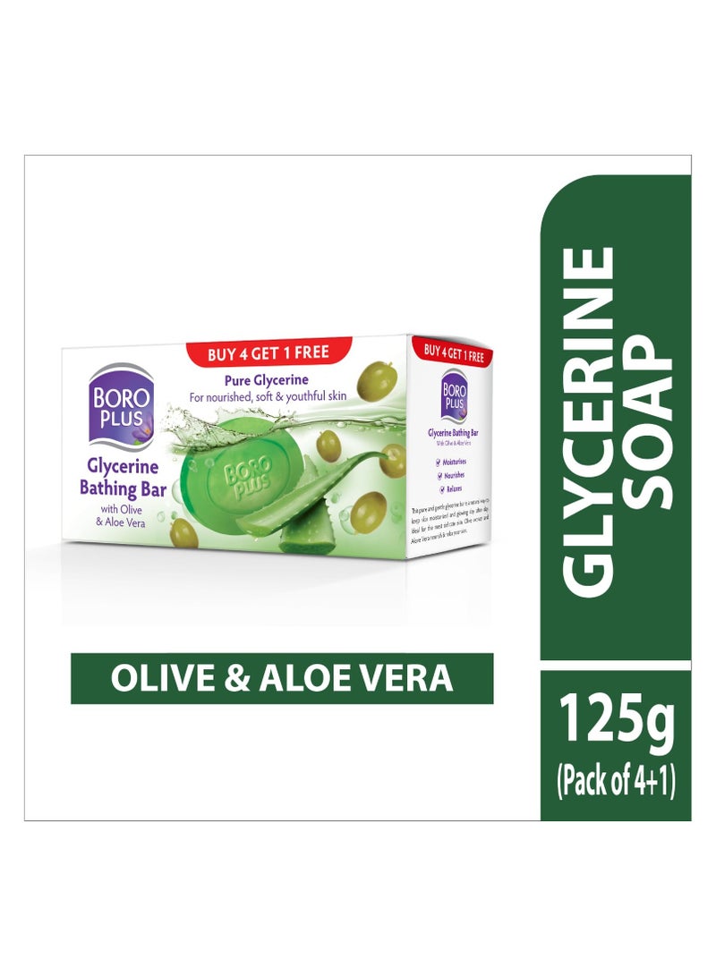 Boro Plus Himani Boroplus Glycerine Bathing Bar With Olive & Aloe Vera 125gmX5 - Image 3