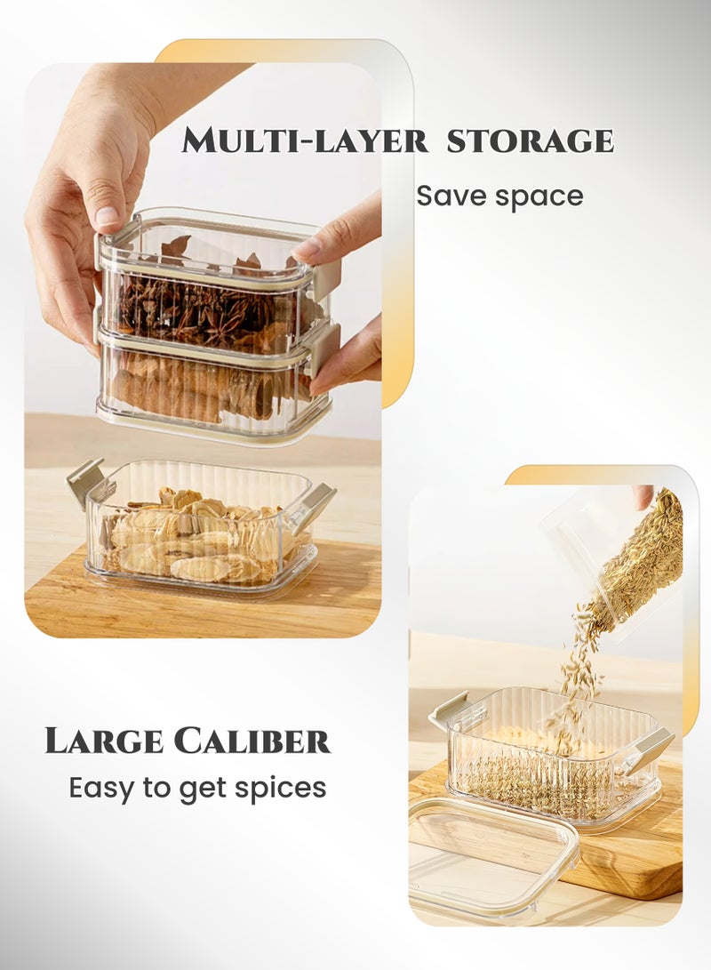 5-Tier Transparent Spice Organizer,Seasoning Box,6Pcs Free Tags ,Food-Grade Kitchen Storage Container with Lids, Leakproof for Dry Food, Spices, Snacks, Suitable for Kitchen, Picnic, Office (-20°C to 60°C, 21.8X12.4X8.5cm) - Image 4