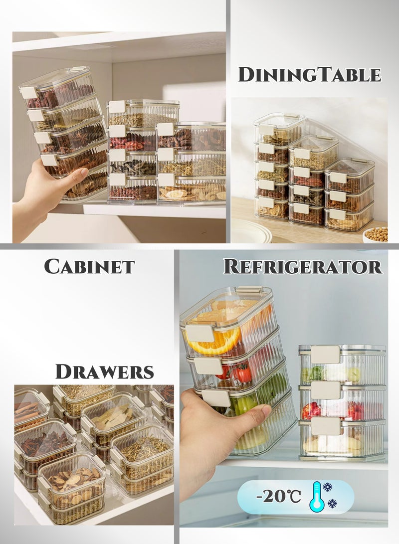 5-Tier Transparent Spice Organizer,Seasoning Box,6Pcs Free Tags ,Food-Grade Kitchen Storage Container with Lids, Leakproof for Dry Food, Spices, Snacks, Suitable for Kitchen, Picnic, Office (-20°C to 60°C, 21.8X12.4X8.5cm) - Image 5