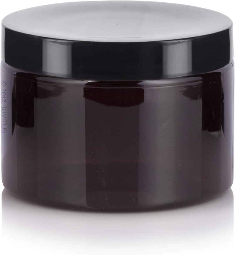JUVITUS Amber PET Plastic (BPA Free) Small Food Container, Refillable Low Profile Jar - 12 oz (6 pack) - Image 3