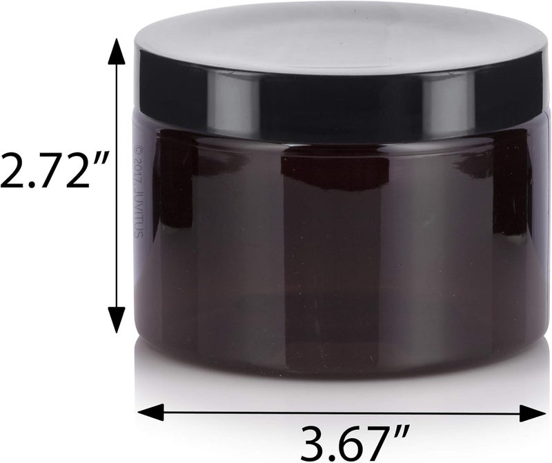 JUVITUS Amber PET Plastic (BPA Free) Small Food Container, Refillable Low Profile Jar - 12 oz (6 pack) - Image 2