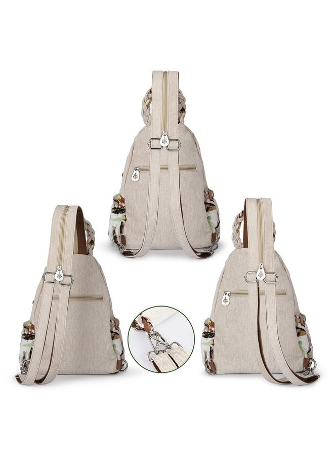 AULUDA AULUDA Ladys Convertible Sling Bag, Hand Craft Artisan Purse, Beautiful Advocado Canvas Premium Casual Day Mini Backpack for women  - Image 4
