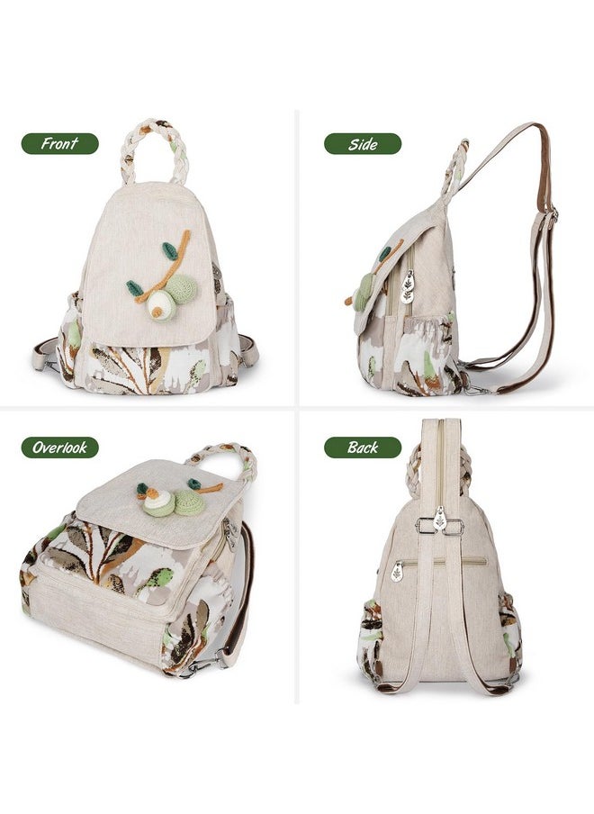 AULUDA AULUDA Ladys Convertible Sling Bag, Hand Craft Artisan Purse, Beautiful Advocado Canvas Premium Casual Day Mini Backpack for women  - Image 2