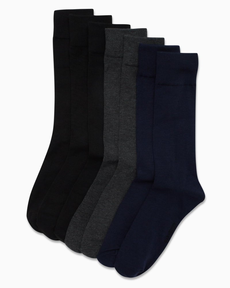 Van Heusen Men's Dress Socks - 7 Pack Premium Stretch Moisture Wicking Crew Socks with Reinforced Heel and Toe (Size: 6-12.5), Size 6-12.5, Grey/Black/Navy - Image 4