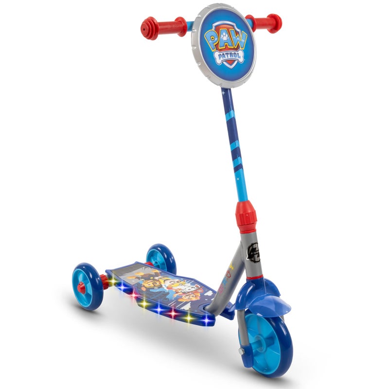Huffy Paw Patrol Toddler 3-Wheel Scooter for Toddlers, Lights Up with 42 Multi-Color LEDs, Stable Wide Deck Kick Scooter, Ages 3+, Max Weight 60lbs, Beginner Riders, Paw Patrol Graphics - Image 1