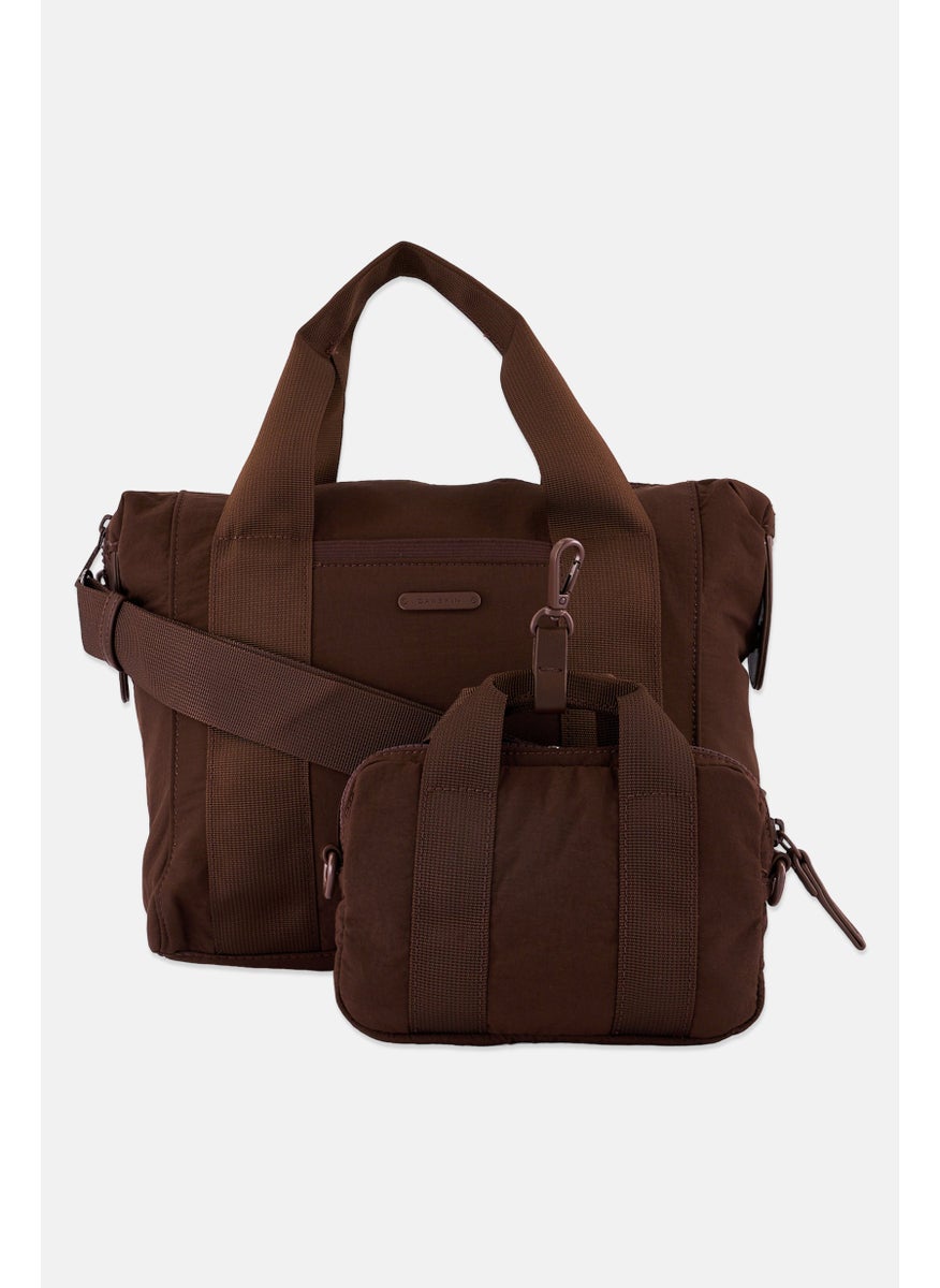 Danskin Women Brand Logo Cross Body Bag With Mini Pouch 36 L x 12 W x 25 H cm, Brown  - Image 1
