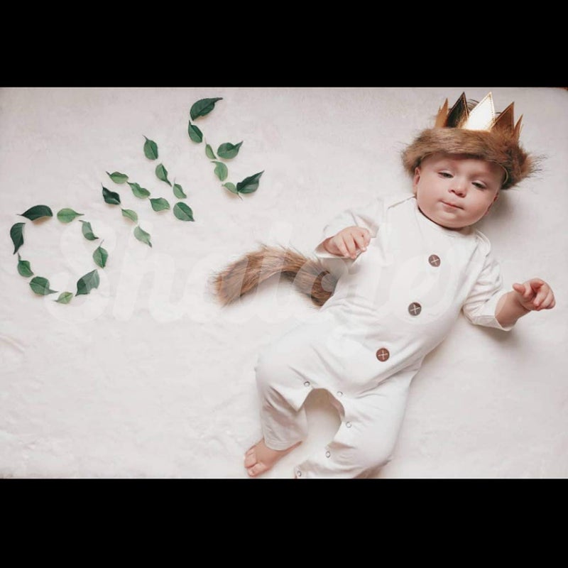 Shalofer Baby Boy Girls Where The Wild Things Are Romper Infant First Birthday Outfit (Beige,6-12 Months) - Image 4