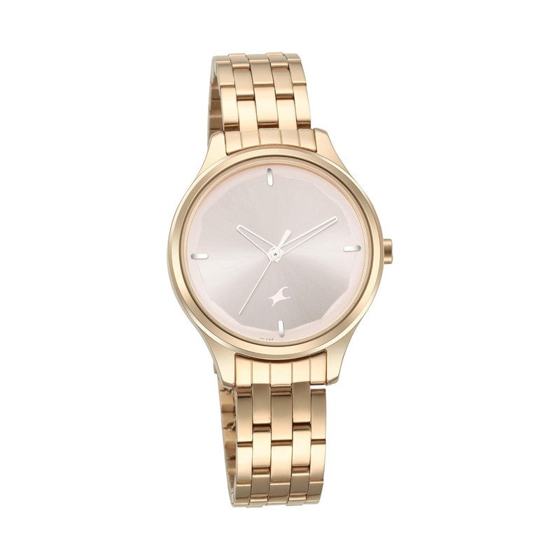 Fastrack Stunners Women's Quartz Analog | Glamorous Rose Pink Dial with Premium Rose Gold Metal Strap | Elegant Minimalist Design - 6248WM01 - Image 1