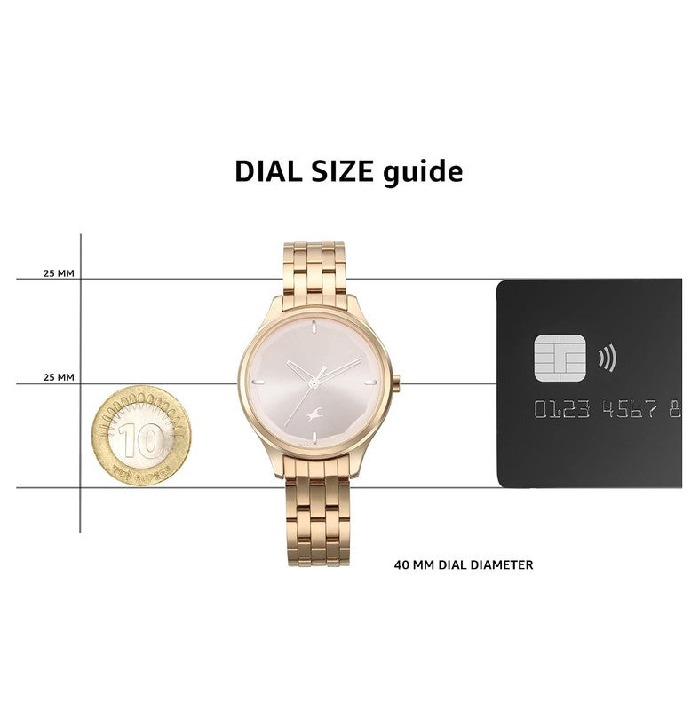 Fastrack Stunners Women's Quartz Analog | Glamorous Rose Pink Dial with Premium Rose Gold Metal Strap | Elegant Minimalist Design - 6248WM01 - Image 3