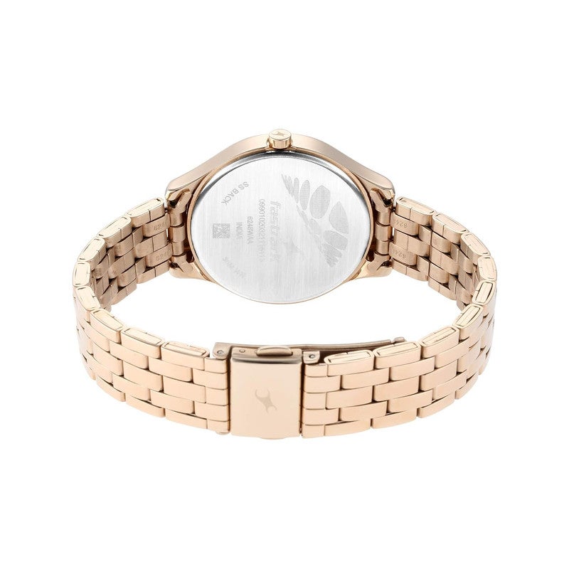 Fastrack Stunners Women's Quartz Analog | Glamorous Rose Pink Dial with Premium Rose Gold Metal Strap | Elegant Minimalist Design - 6248WM01 - Image 5