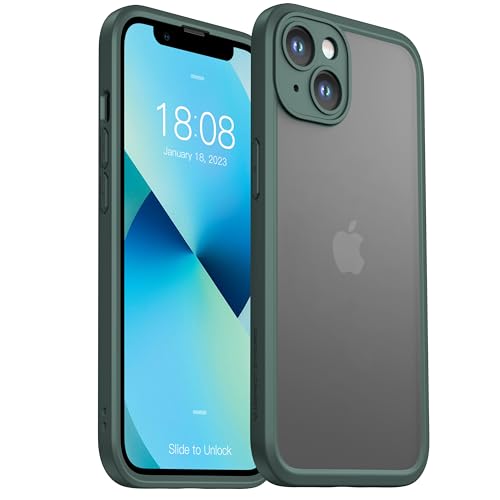 ImpactStrong Heavy Duty Guard for iPhone 13 Case Camera Protection Military Grade Drop Protection Slim Translucent Matte Phone Case 61 Inch Dark Green - Image 1