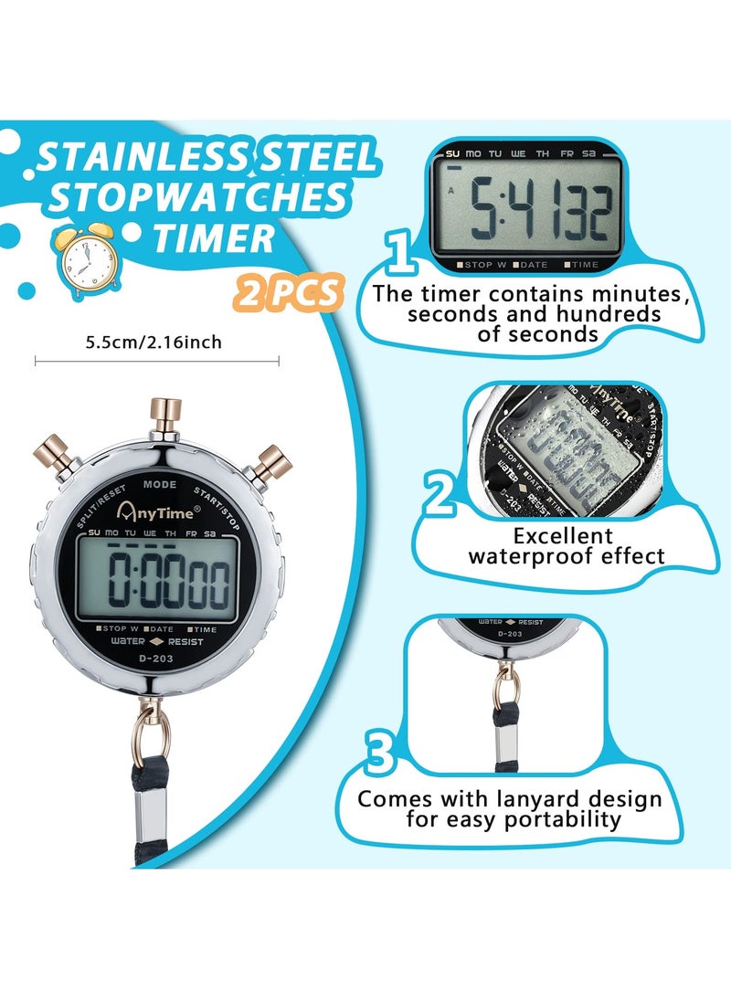 SYOSI - Digital Stopwatch, Metal Waterproof Stop Watch, Sports Stopwatch Timer 1/100th Second Handheld Chronograph with Large Display Shockproof Stopwatch - Image 1