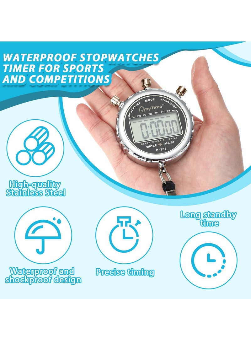 SYOSI - Digital Stopwatch, Metal Waterproof Stop Watch, Sports Stopwatch Timer 1/100th Second Handheld Chronograph with Large Display Shockproof Stopwatch - Image 1