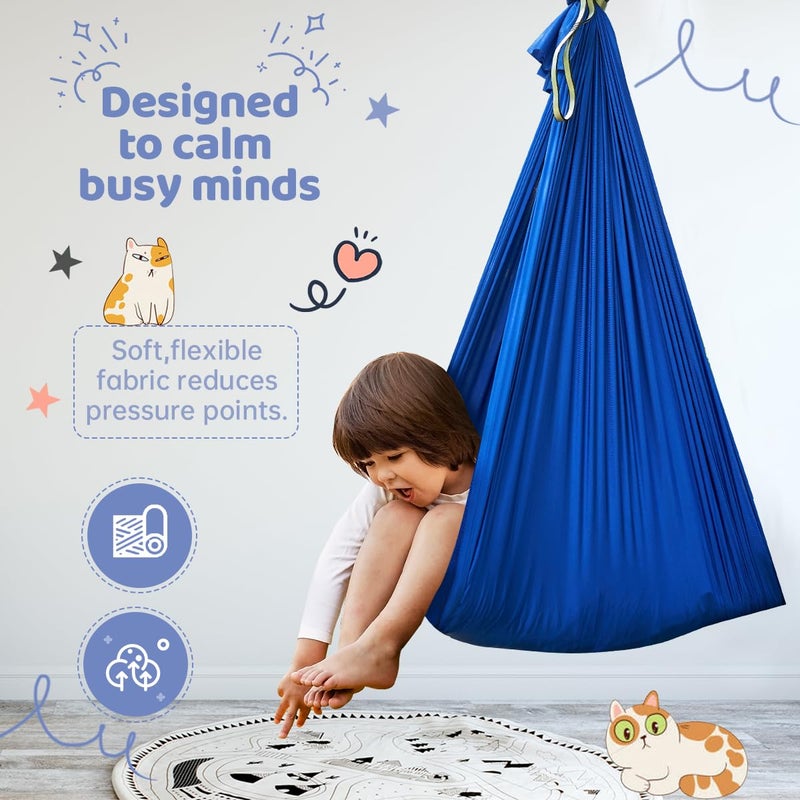 Aokitec Sensory Swing for Kids with Special Needs, Indoor Kids Swing Cuddle Hammock Chair Adjustable Aerial Swing for Children with Autism, ADHD, Asperger, Sensory Integration(Blue) - Image 4