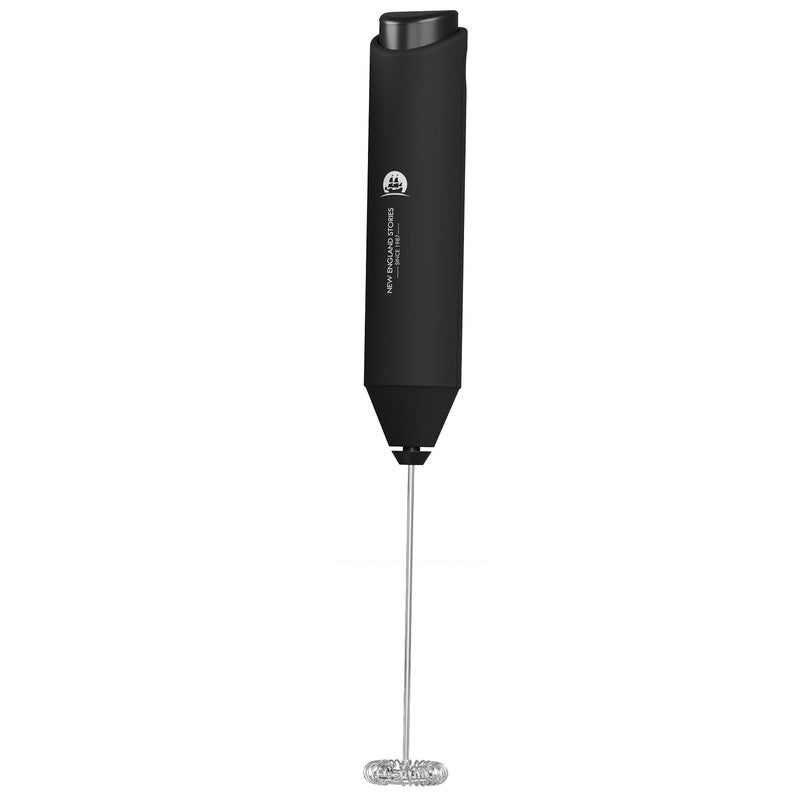New England Stories Powerful Milk Frother Wand  Mini Handheld Milk Frother with Stainless Steel Whisk  BatteryPowered Drink Mixer for Coffee Lattes Cappuccinos Matcha  Coffee Enthusiasts Gift  Black 