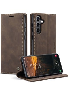 CaseMe For Samsung Galaxy S24 FE Cover, Soft PU Leather Shockproof Mobile Phone Wallet Case, Full Body Protective Flip Cover Magnetic Adsorption Back Cover  - Image 1