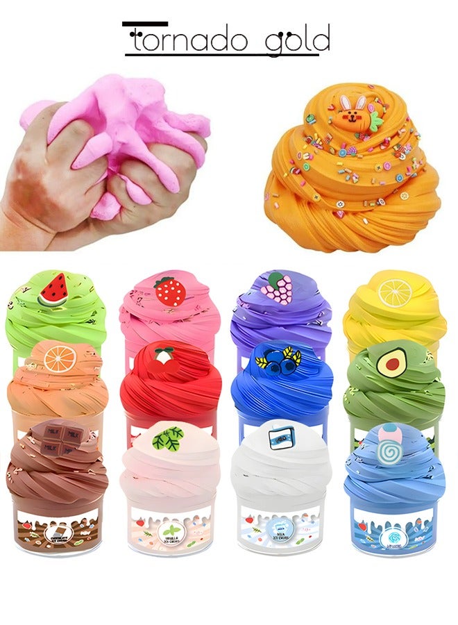 تورنيدو جولد الزبدة الوحل 12 قطعة من الطين الملون DIY مجموعة مثالية للحفلات العطرية طرية ناعمة غير لاصقة تخفيف الضغط الهدايا الوحل للأولاد والبنات - Image 5