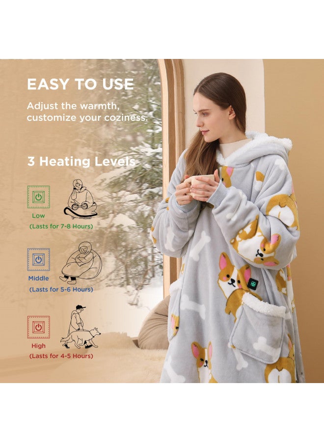 Bedsure Bedsure Heated Wearable Blanket Hoodie Cordless Sherpa