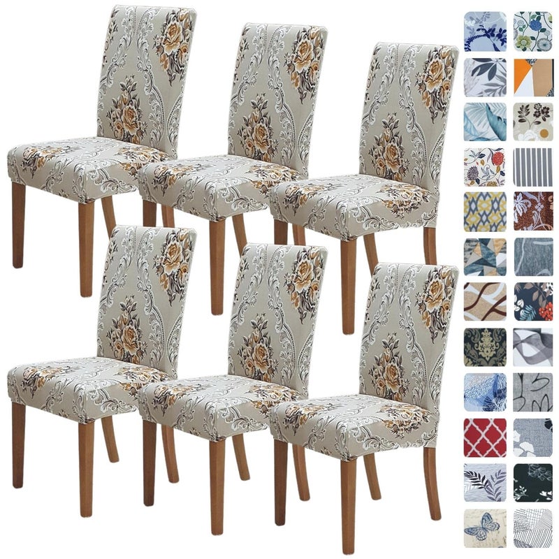 SPRINGRICO Chair Covers for Dining Room 6 Pack Stretch Dining Chair Cover Washable Spandex Kitchen Parsons Chair Slipcovers Removable Seat Protector for Home or Party Set of 6 Florist Zen