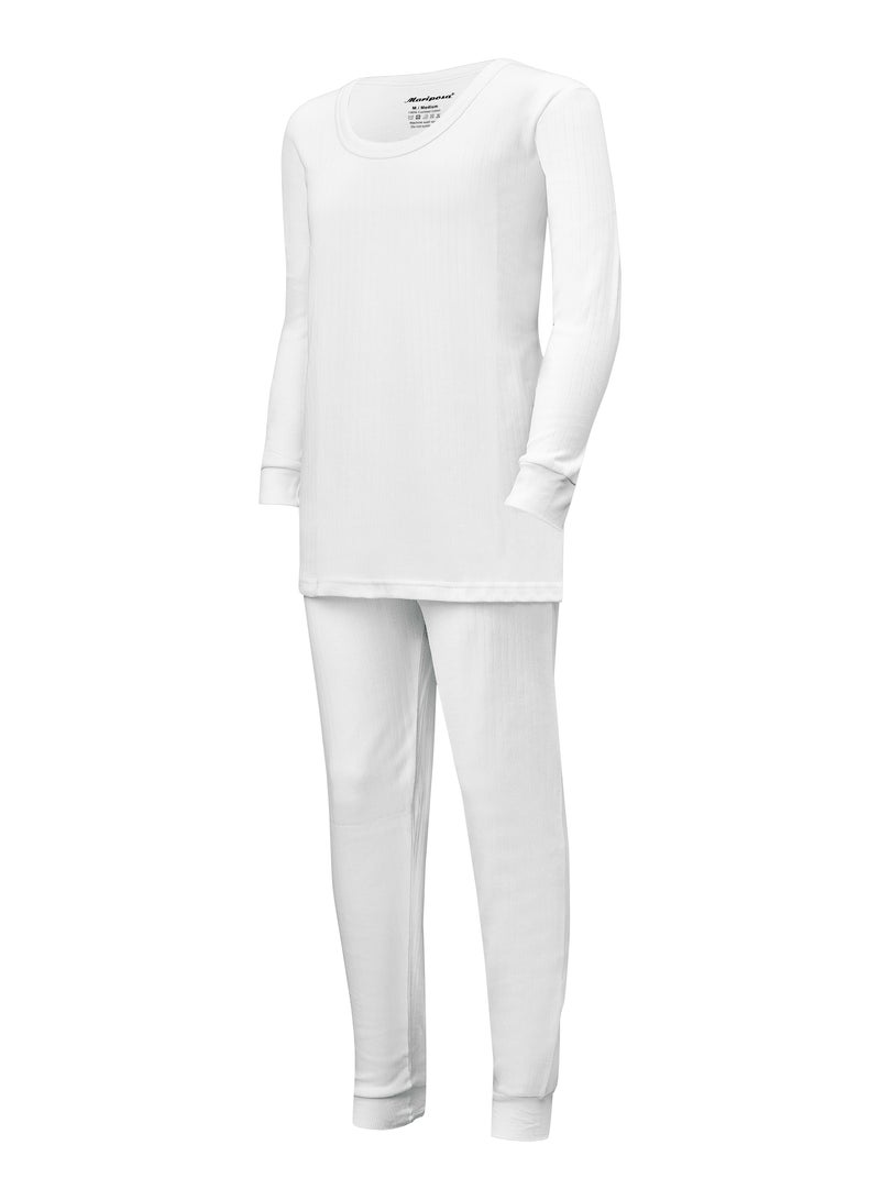 Mariposa Womens Cotton Interlock Thermal Set (White) - Image 2