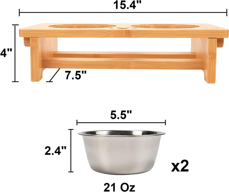 HTB Elevated Dog Bowls,Raised Dog Bowl Stand with 2 Stainless Steel Bowls, Elevated Raised Dog Bowls for Large Medium Small Sized Dogs - Image 5