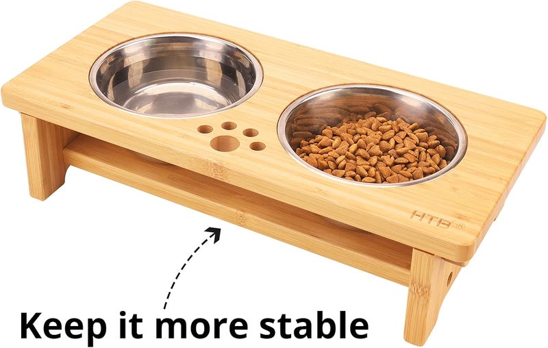 HTB Elevated Dog Bowls,Raised Dog Bowl Stand with 2 Stainless Steel Bowls, Elevated Raised Dog Bowls for Large Medium Small Sized Dogs - Image 4