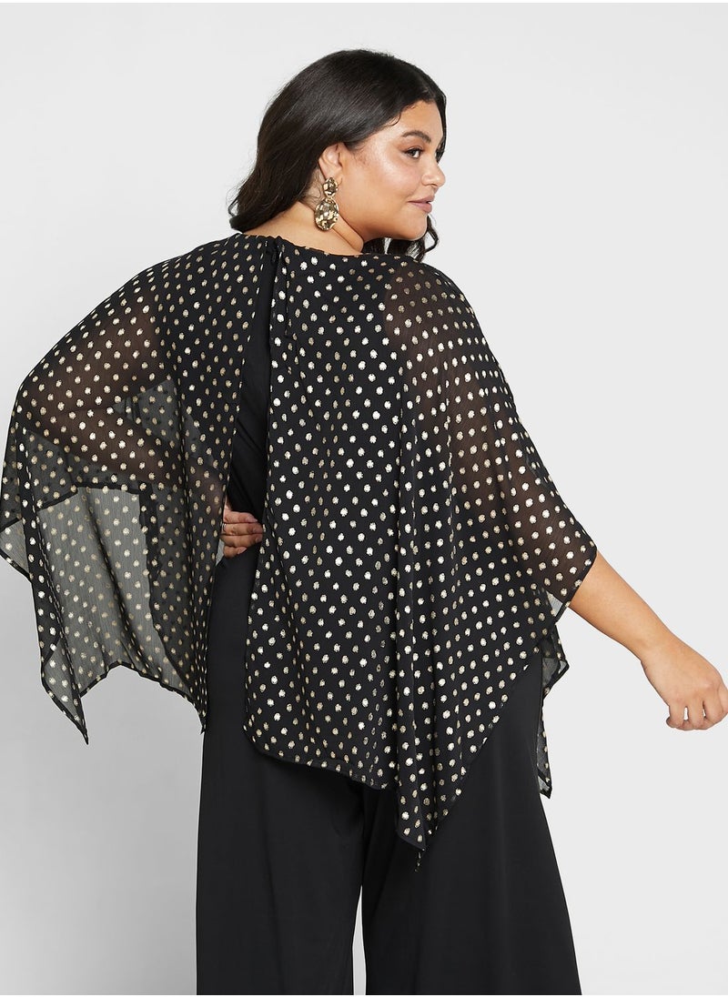 EVANS - Cape Sleeve Printed Jumpsuit - Image 1