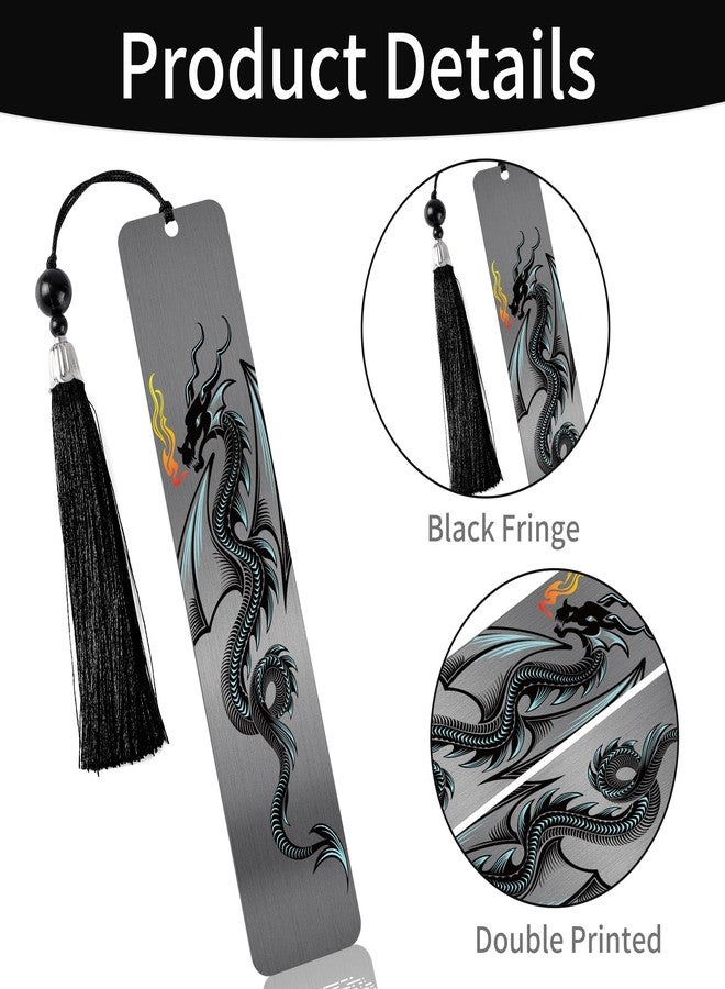 RUBOAOA Dragon Metal Bookmark for Men Boys, Cool Book Page Marker with Tassel and Gift Box, Black Reading Clip for Office School, Birthday Christmas Inspirational Gifts - Image 3