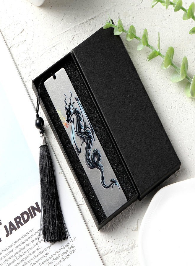 RUBOAOA Dragon Metal Bookmark for Men Boys, Cool Book Page Marker with Tassel and Gift Box, Black Reading Clip for Office School, Birthday Christmas Inspirational Gifts - Image 5