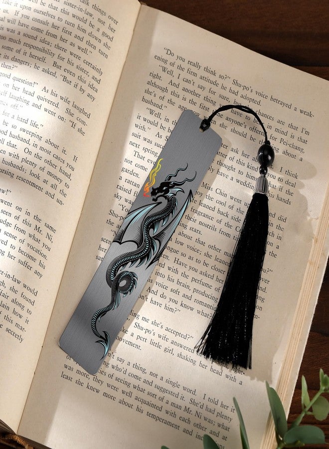 RUBOAOA Dragon Metal Bookmark for Men Boys, Cool Book Page Marker with Tassel and Gift Box, Black Reading Clip for Office School, Birthday Christmas Inspirational Gifts - Image 4