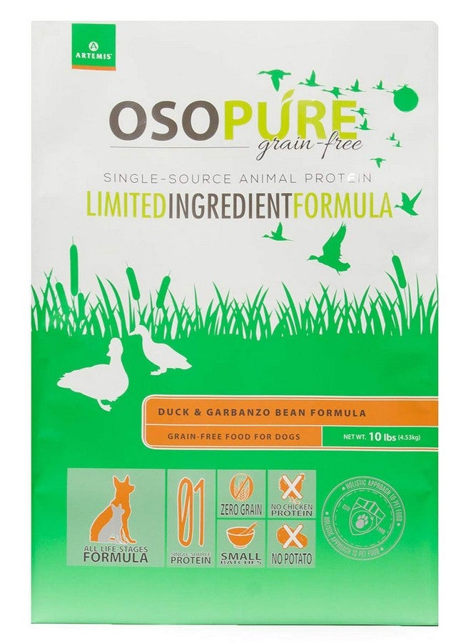 ARTEMIS Grain Free Dry Dog Food - OSOPURE Limited Ingredient Diet Duck Garbanzo Bean Formula Protein Health Nutrition All Life Stages 10lb, Bag - Image 1