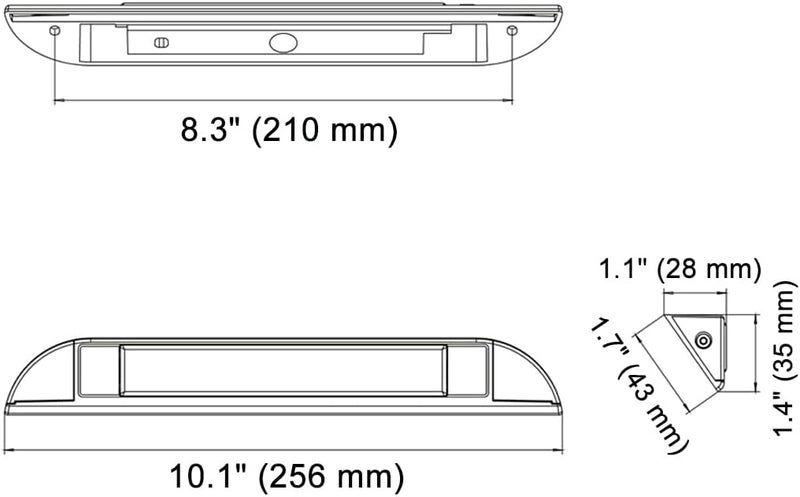 Raycharm 10" RV Camper LED Awning Porch Utility Light Fixture, 40° Down Angle Beam, 6000K Cool-White, 12V/24V DC, High Light-Output Low Ampere Draw, Aluminum Housing Black Finish, 2-Pack - Image 3