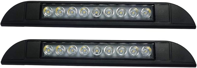 Raycharm 10" RV Camper LED Awning Porch Utility Light Fixture, 40° Down Angle Beam, 6000K Cool-White, 12V/24V DC, High Light-Output Low Ampere Draw, Aluminum Housing Black Finish, 2-Pack - Image 1