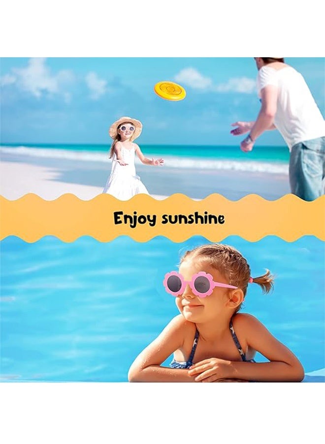 كوانتوم طقم نظارات شمسية للأطفال من 3 قطع بتصميم زهور، نظارات شمسية خارجية، نظارات أطفال أنيقة لحمام السباحة والشاطئ. - Image 5