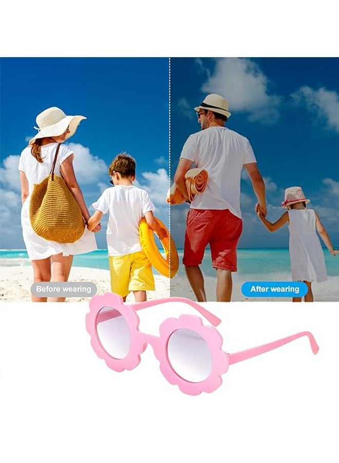 كوانتوم طقم نظارات شمسية للأطفال من 3 قطع بتصميم زهور، نظارات شمسية خارجية، نظارات أطفال أنيقة لحمام السباحة والشاطئ. - Image 4