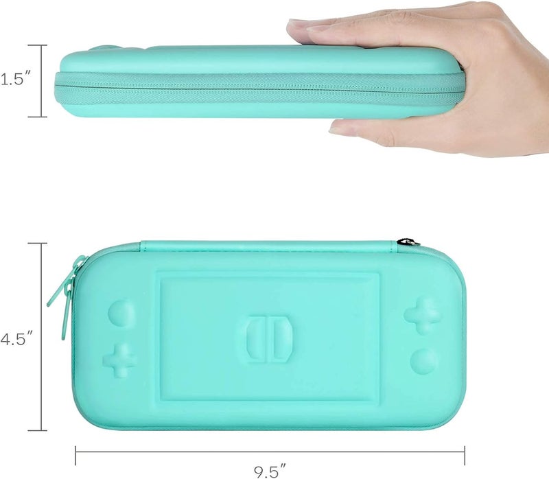 كوباك حقيبة حمل لجهاز Nintendo Switch Lite - مع واقي شاشة واحد، وحافظة قبضة واحدة، وأربعة أغطية قبضة للإبهام، حقيبة سفر فائقة النحافة من مادة EVA البريميوم، و8 خراطيش ألعاب، باللون الأخضر - Image 3